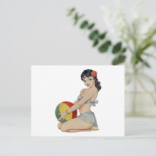 Beach Belle - pop-upmeisje Briefkaart (Staand voorkant)