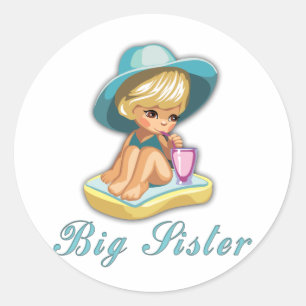 Beach Big Sister Ronde Sticker