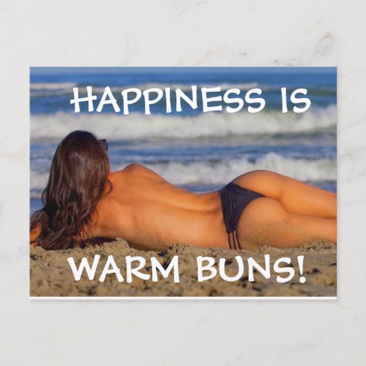 BEACH BIKINI G-STRING GIRL WARM BUNS BRIEFKAARTEN (Voorkant)