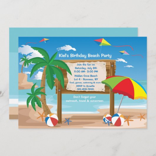 Beach Billboard uitnodiging (Voorkant / Achterkant)