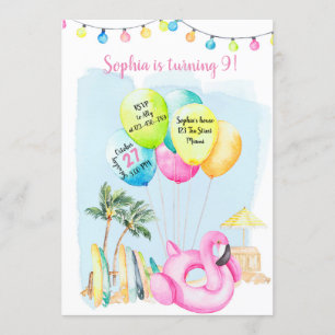 Beach Birthday Invitation, Beach Invitation