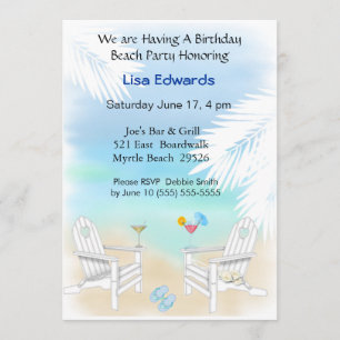 Beach Birthday Invitation Kaart