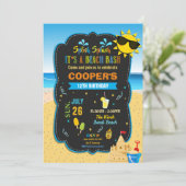 Beach Birthday Party Bash Sand Castle Summer Boy Kaart (Staand voorkant)