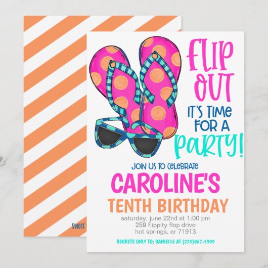 Beach Birthday Party Invitation (Devant / Derrière)