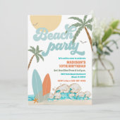 Beach Birthday Party Invitation (Debout devant)