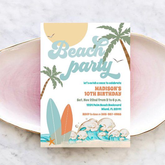 Beach Birthday Party Invitation