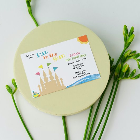 Beach Birthday Party Invitation Kaart