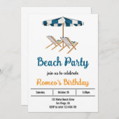 Beach Birthday Party Invitation Kaart (Voorkant / Achterkant)