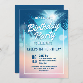 Beach Birthday Party Invitation Kaart