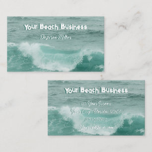Beach Blauwgroen White Nautical Ocean Waves Visitekaartje