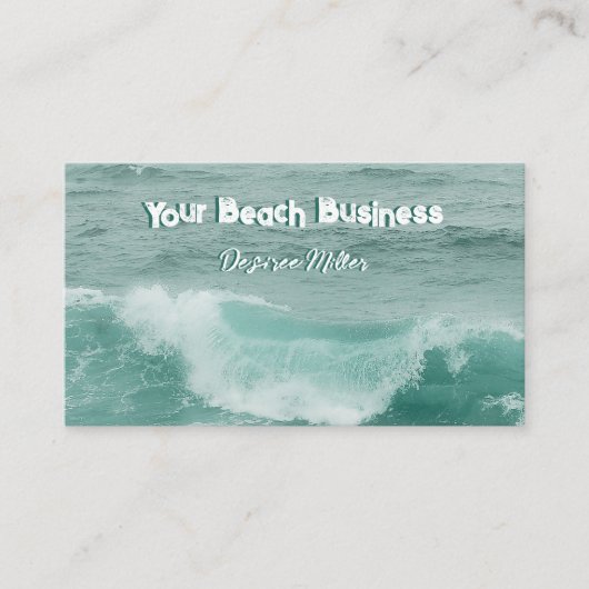 Beach Blauwgroen White Nautical Ocean Waves Visitekaartje (Voorkant)
