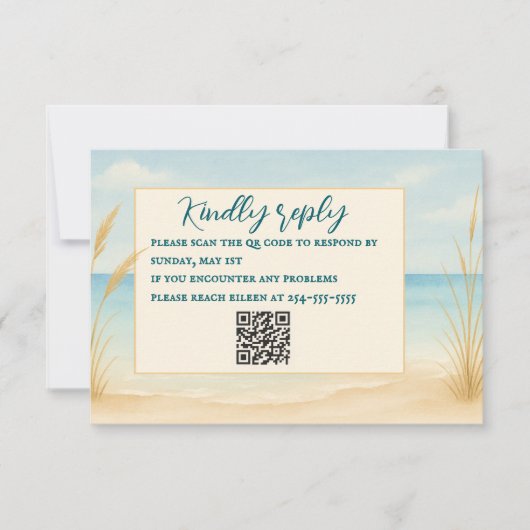 Beach Bliss QR Code RSVP Card (Voorkant)