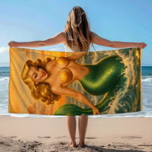 Beach Blonde Pin-Up Mermaid | Coastal Mermaidcore 