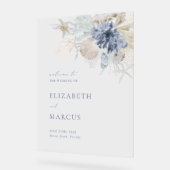 Beach Blue Acrylic Wedding Welcome Sign (Angle)