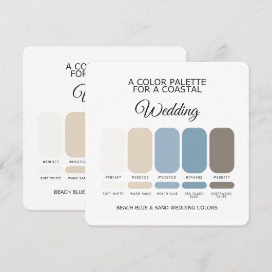 Beach Blue and Sand Wedding Color Palette Card Kaart (Voorkant / Achterkant)