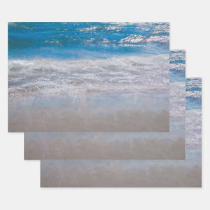 Beach Blue Coastal Ocean Waves Tropical Art Inpakpapier Vel