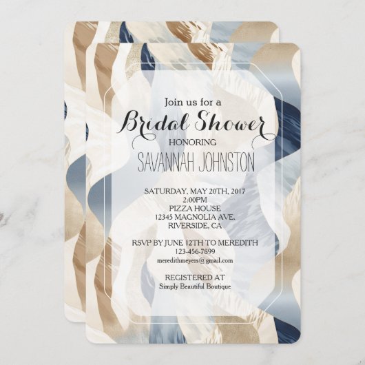 Beach Blue Cream Sand Ivoor Abstract Vrijgezellenf Kaart (Voorkant / Achterkant)