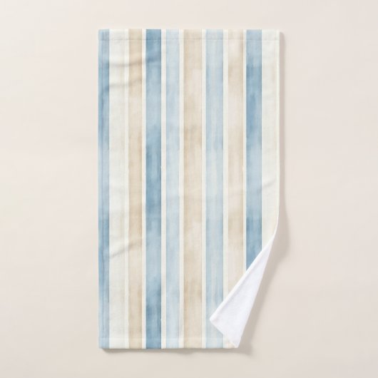 Beach Blue Cream Stripes (Serviette à main)