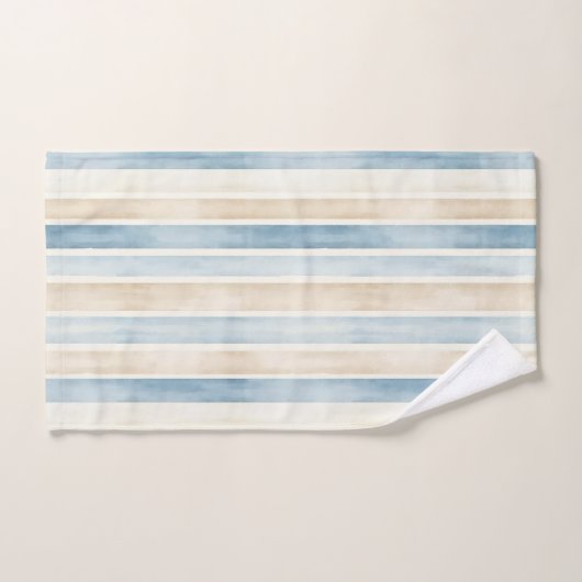 Beach Blue Cream Stripes (Serviette à main)