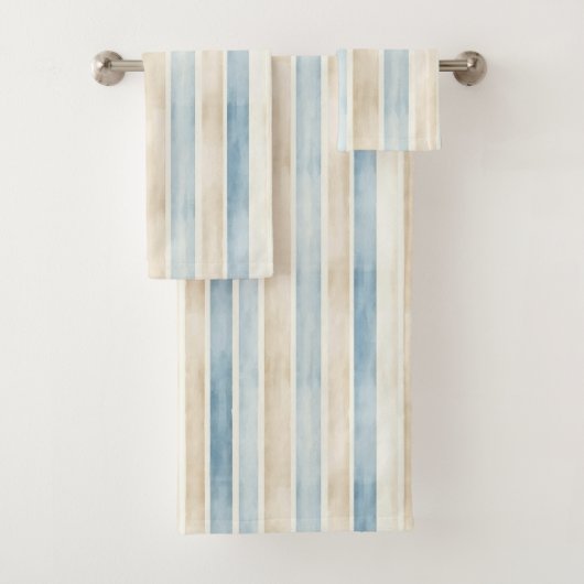 Beach Blue Cream Stripes Bad Handdoek (Insitu)