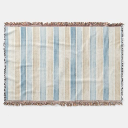 Beach Blue Cream Stripes Deken (Voorkant)