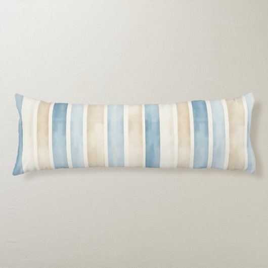 Beach Blue Cream Stripes Lichaamskussen (Voorkant)