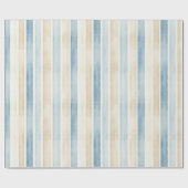 Beach Blue Cream Stripes Wedding Cadeaupapier (Vlak)