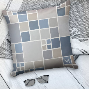 Beach Blue Monogram Geometric Pattern Pillow Kussen