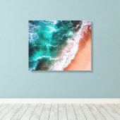 Beach Blue-oceanische golfkust Canvas Afdruk (Insitu (Houten vloer))