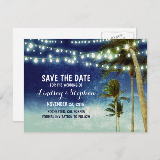 Beach Blue Ombre Sla de datum briefkaarten (Voorkant / Achterkant)