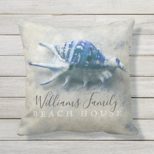 Beach Blue Seashell Familienaam Sierkussen