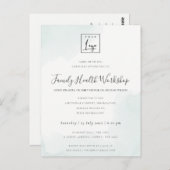 BEACH BLUE WATERVERF BRUSH STROKE WORKSHOP EVAL BRIEFKAART (Voorkant / Achterkant)