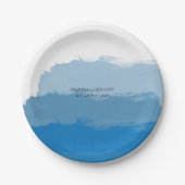 Beach Blue Waterverf Wedding Papieren Bordje (Voorkant)
