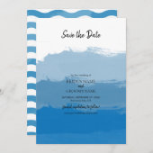 Beach Blue Waterverf Wedding Save The Date (Voorkant / Achterkant)