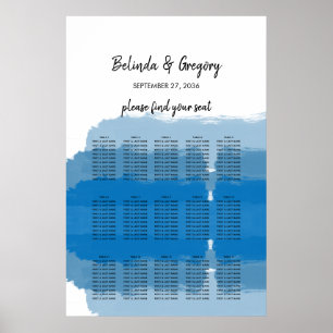 Beach Blue Waterverf Wedding Seating Chart Poster