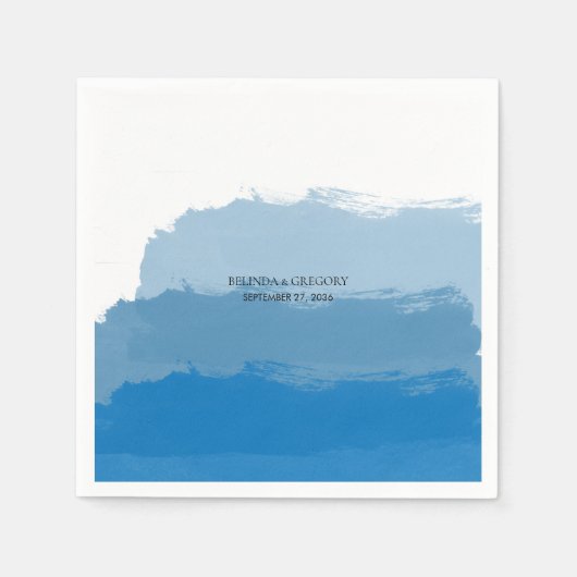 Beach Blue Waterverf Wedding Servet (Voorkant)