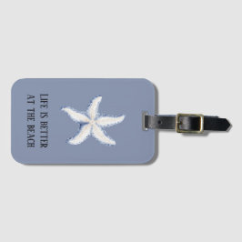 Beach Blue White Starfish Quote Bagagelabel