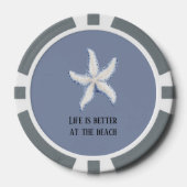 Beach Blue White Starfish Quote Poker Chips (Voorkant)