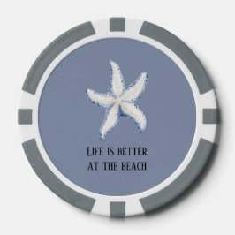 Beach Blue White Starfish Quote Poker Chips