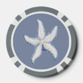 Beach Blue White Starfish Quote Poker Chips (Achterkant)