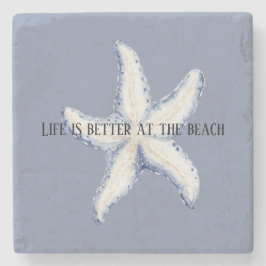 Beach Blue White Starfish Quote Stenen Onderzetter