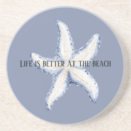 Beach Blue White Starfish Quote Zandsteen Onderzetter