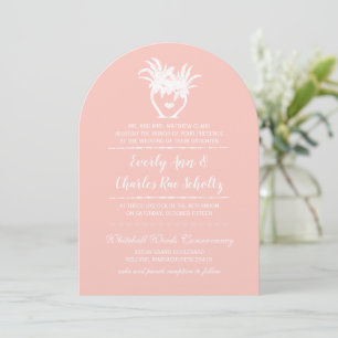 Beach Blush Palm Tree Destination Invitation Kaart