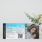 Beach Boarding pass bruiloft opslaan van de datum  Kaart (Staand voorkant)