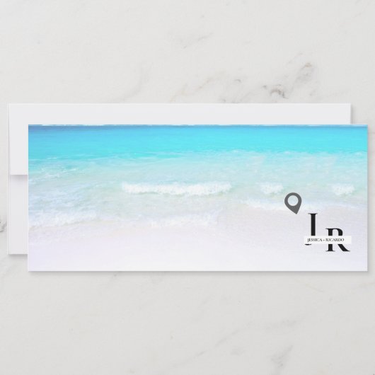 Beach Boarding pass bruiloft opslaan van de datum  Kaart (Achterkant)