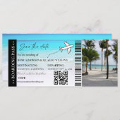 Beach Boarding pass bruiloft opslaan van de datum  Kaart (Voorkant / Achterkant)