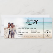 Beach Boarding Pass Wedding Invitation with QR Cod (Devant)