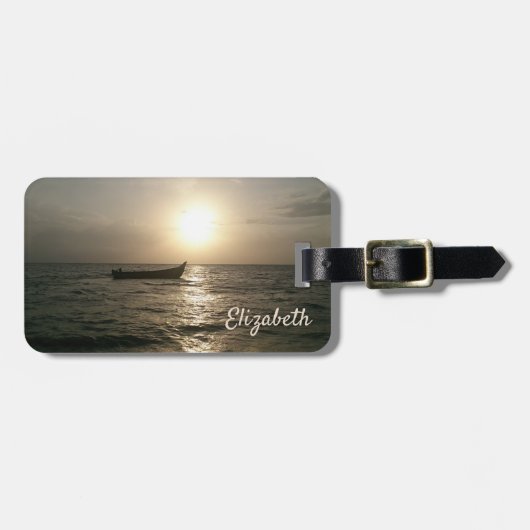 Beach,Boat,Sunset-Personalized Bagagelabel (Voorkant horizontaal)