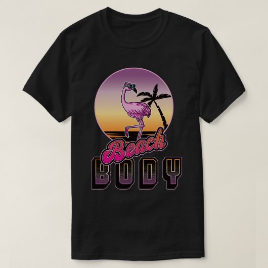 Beach body Funny Retro Flamingo T-shirt (Design voorkant)