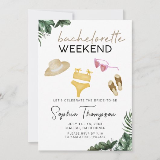 Beach Boho Bachelorette Week-end Fête Invitation (Devant)